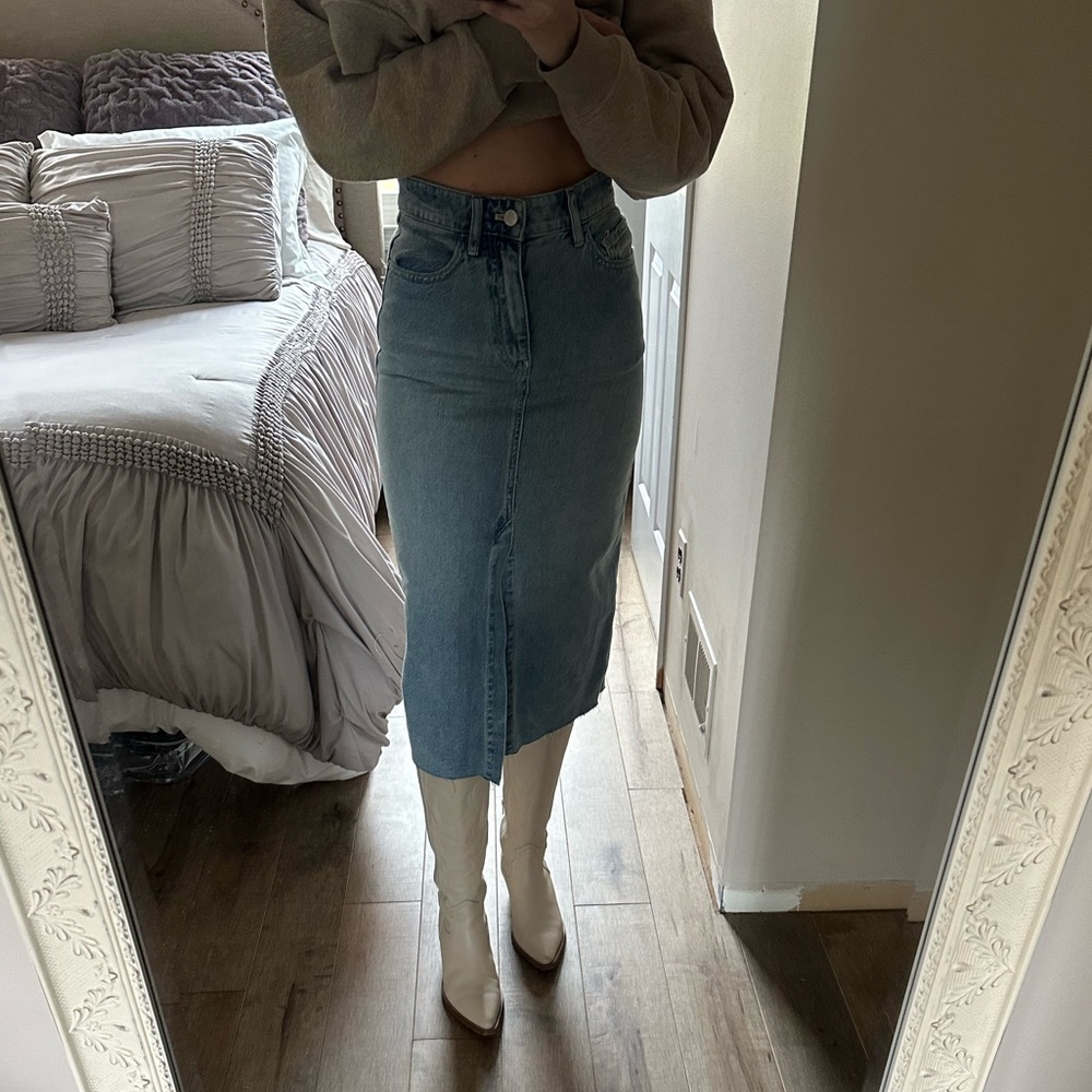 Free People Midi Denim Skirt